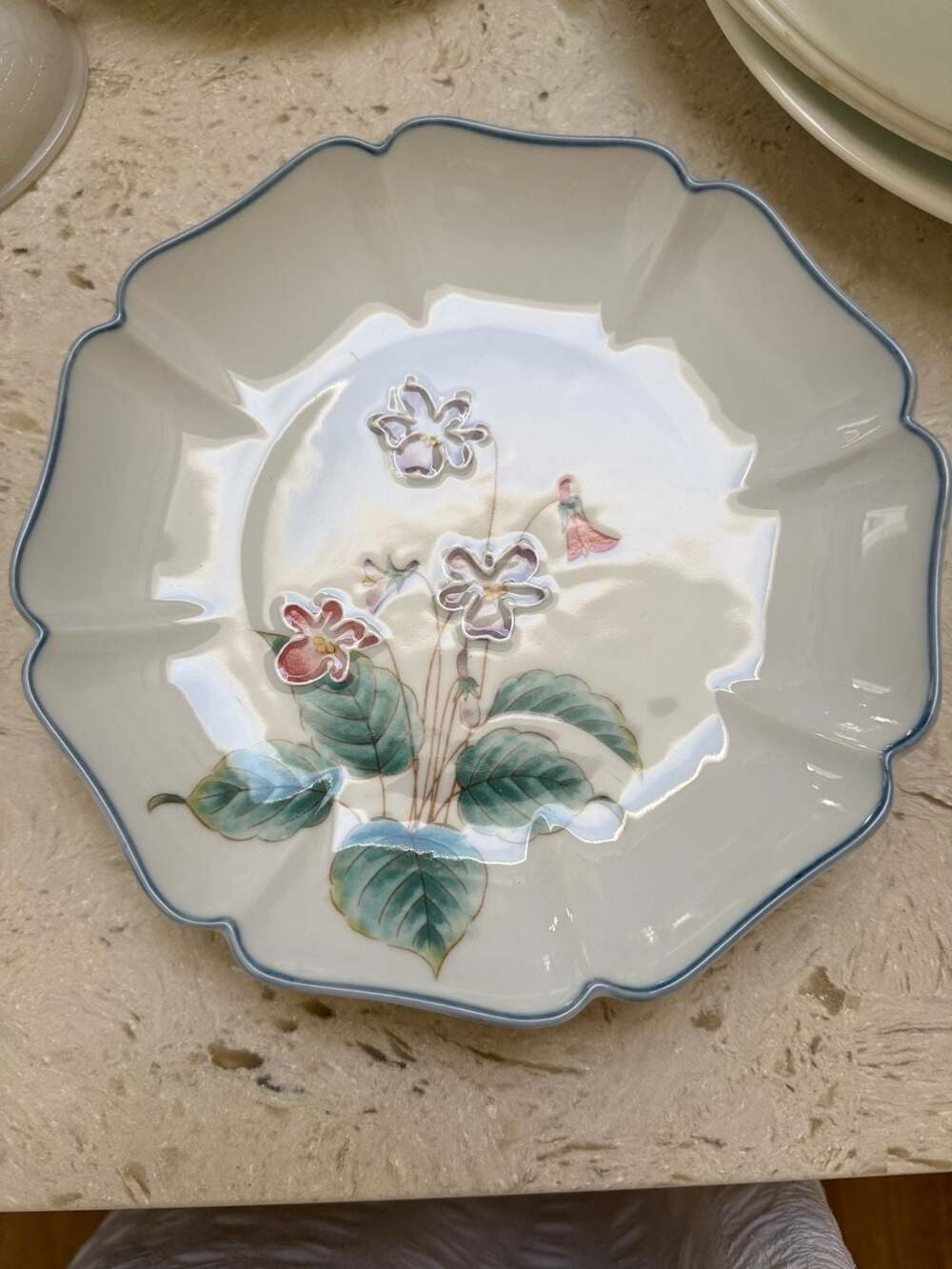Vintage Otagiri Violet Pattern Embossed Scalloped Plate